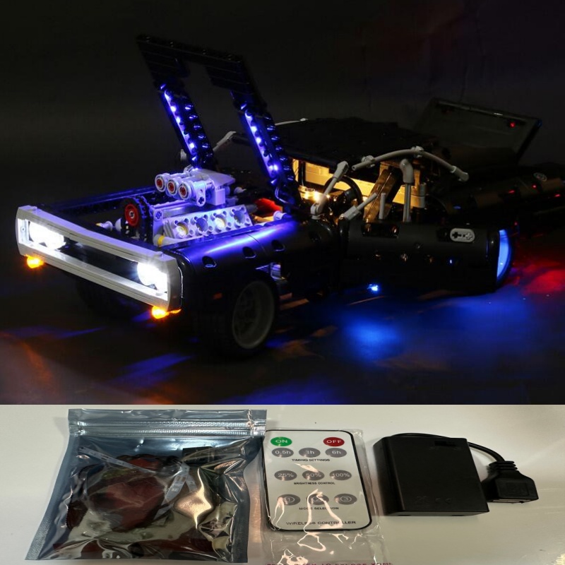 Model Kit Dodge Charger - Led Light Kit Suitable for LEGO