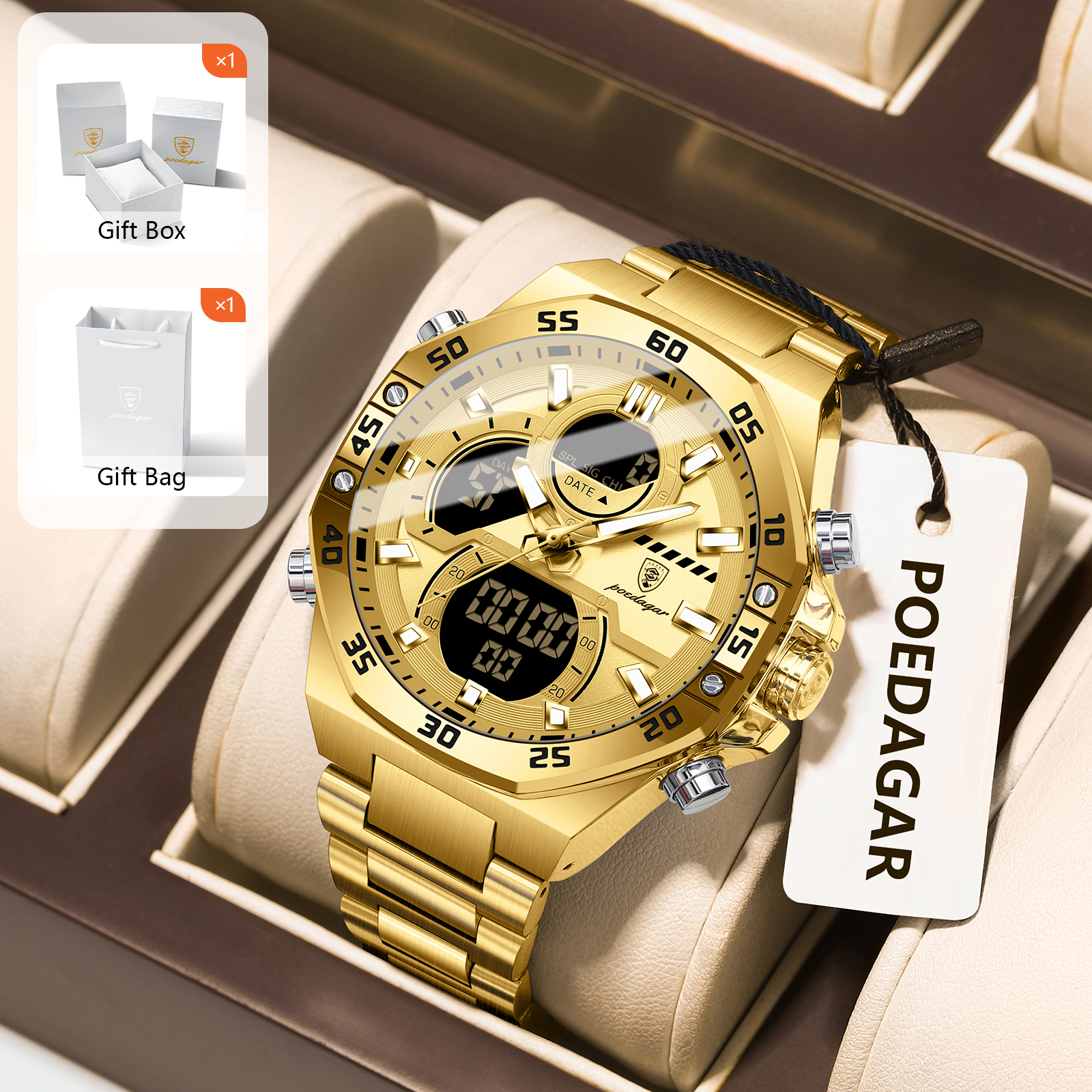 Model Kit Display - POEDAGAR Sport Men Watch LED Waterproof