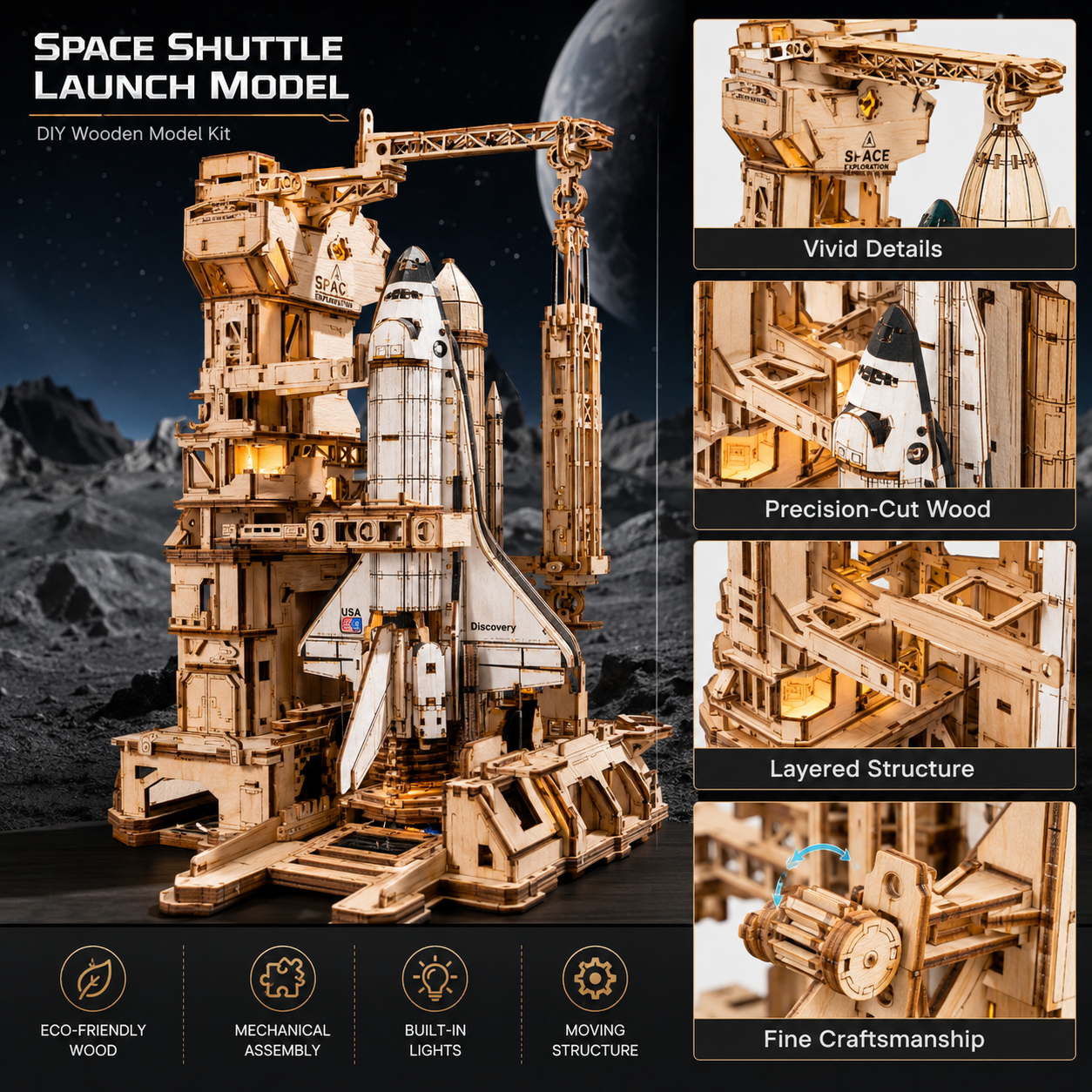 ROKR 3D Wooden Space Shuttle M - Model Kit Wood incelemesi ve fiyatı