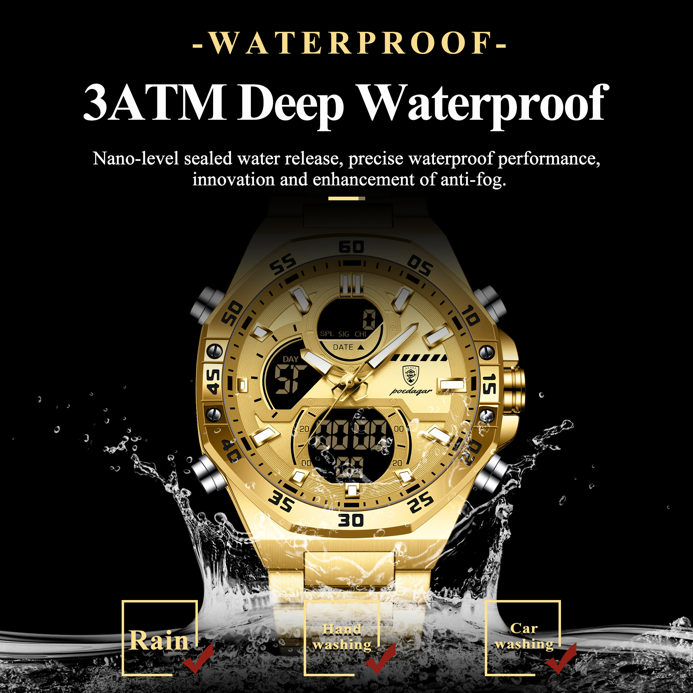 POEDAGAR Sport Men Watch LED W - Model Kit Display incelemesi ve fiyatı