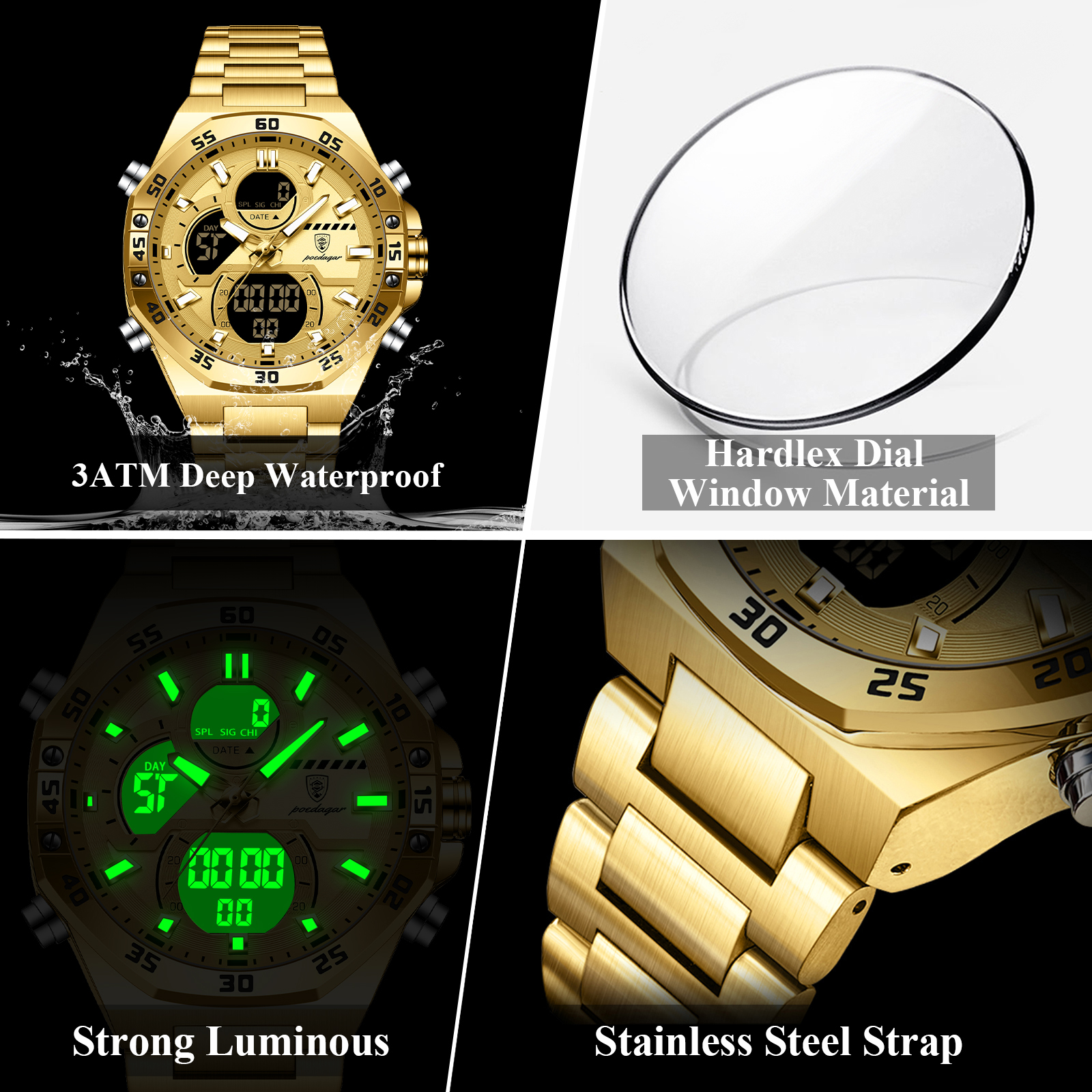 POEDAGAR Sport Men Watch LED W - Model Kit Display incelemesi ve fiyatı