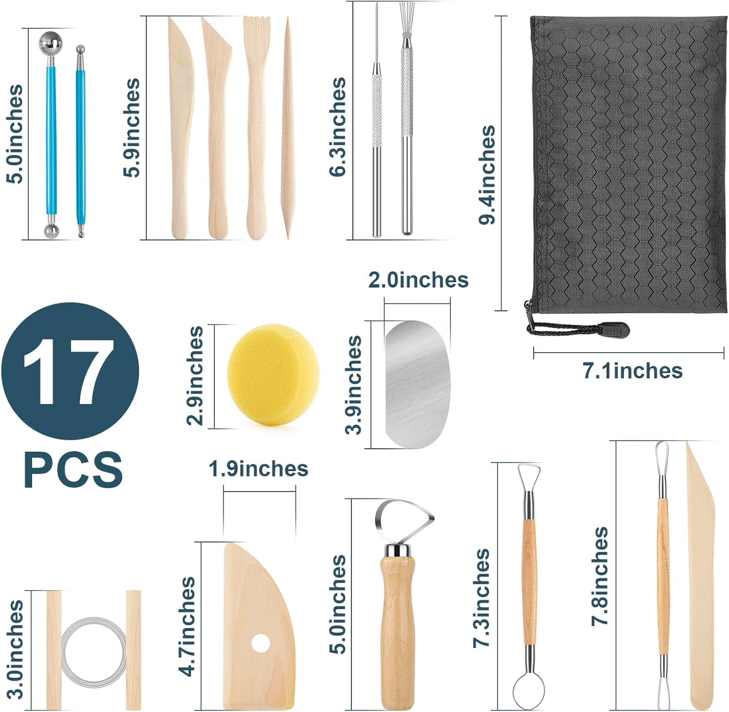 Pottery Tool Kit, 17pcs Polyme - Model Kit Wood incelemesi ve fiyatı