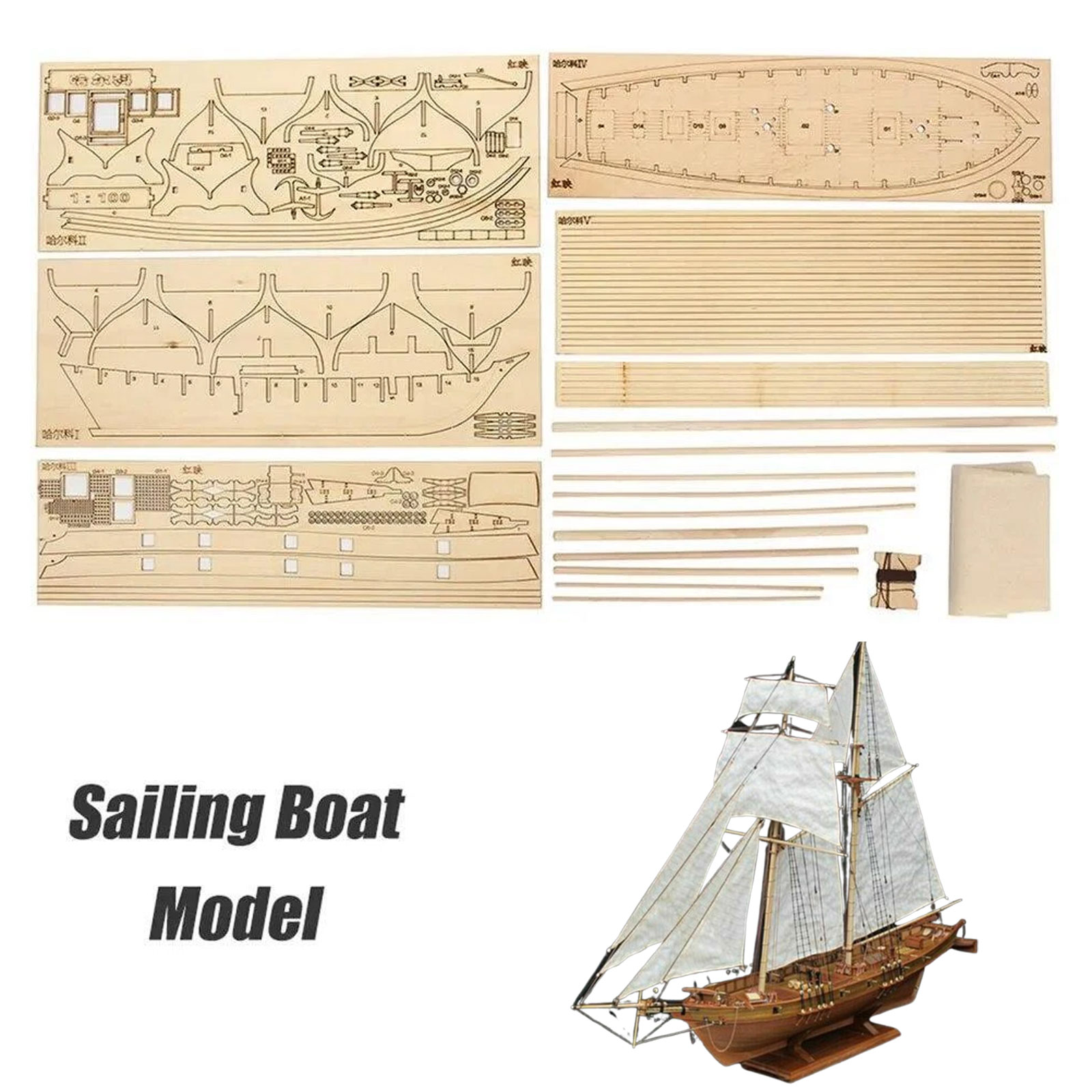 【Halcon Sailboat Wooden Model  - Model Kit Wood incelemesi ve fiyatı